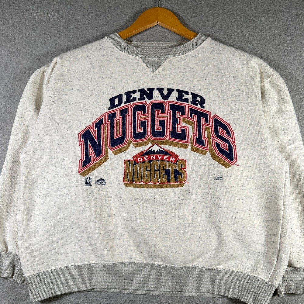 Vintage Denver Nuggets Logo 7 Competitor Sweatshirt Kids XL Gray NBA 90s